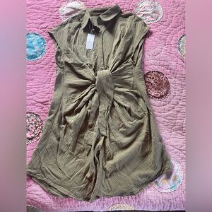 Chic Asymmetrical Olive Dress